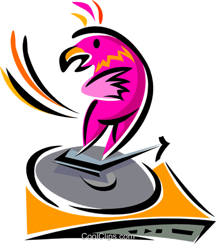 Turntable With Parrot Royalty Free Vector Clip Art - Turntable With Parrot Royalty Free Vector Clip Art (424x480)