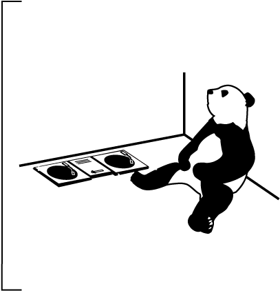 Panda Sitting Beside A Turntable - Giant Panda (431x424)