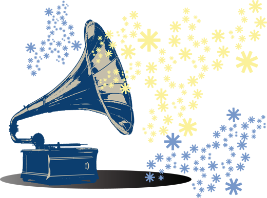 Classic Record Player Wall Sticker - Wall Decal (520x387)