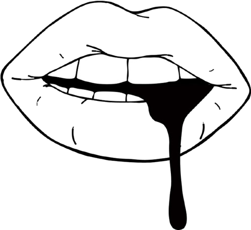 Drawn Tongue Png Transparent - Black And White Lips Transparent (500x492)