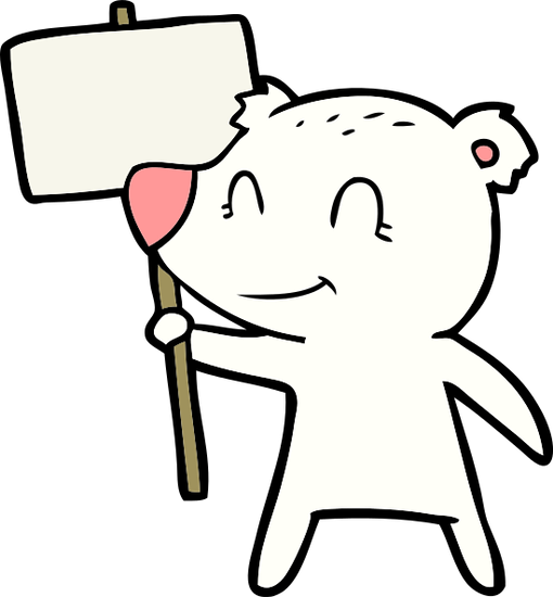 Polar Bear With Protest Sign Cartoon - Protest Cartoon Sign (510x550)
