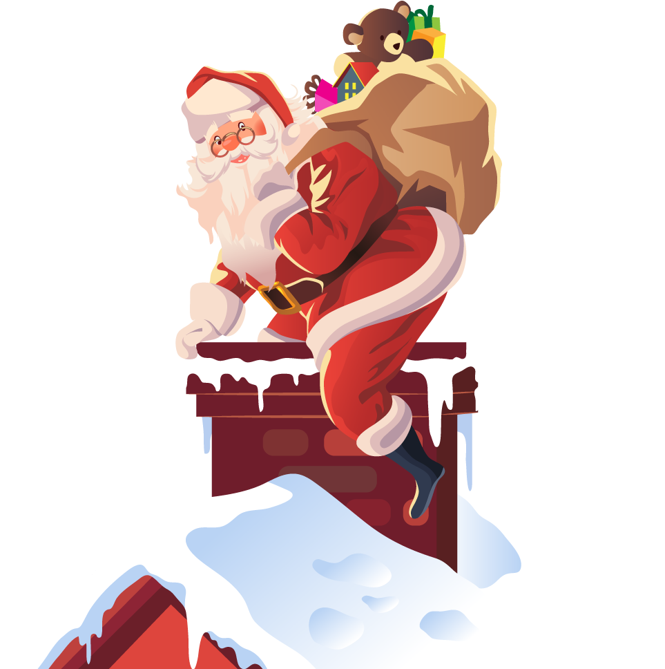 Vector Roof Chimney Clipart Picture Transparent Stock - Papai Noel Na Chaminé Hd (1400x980)