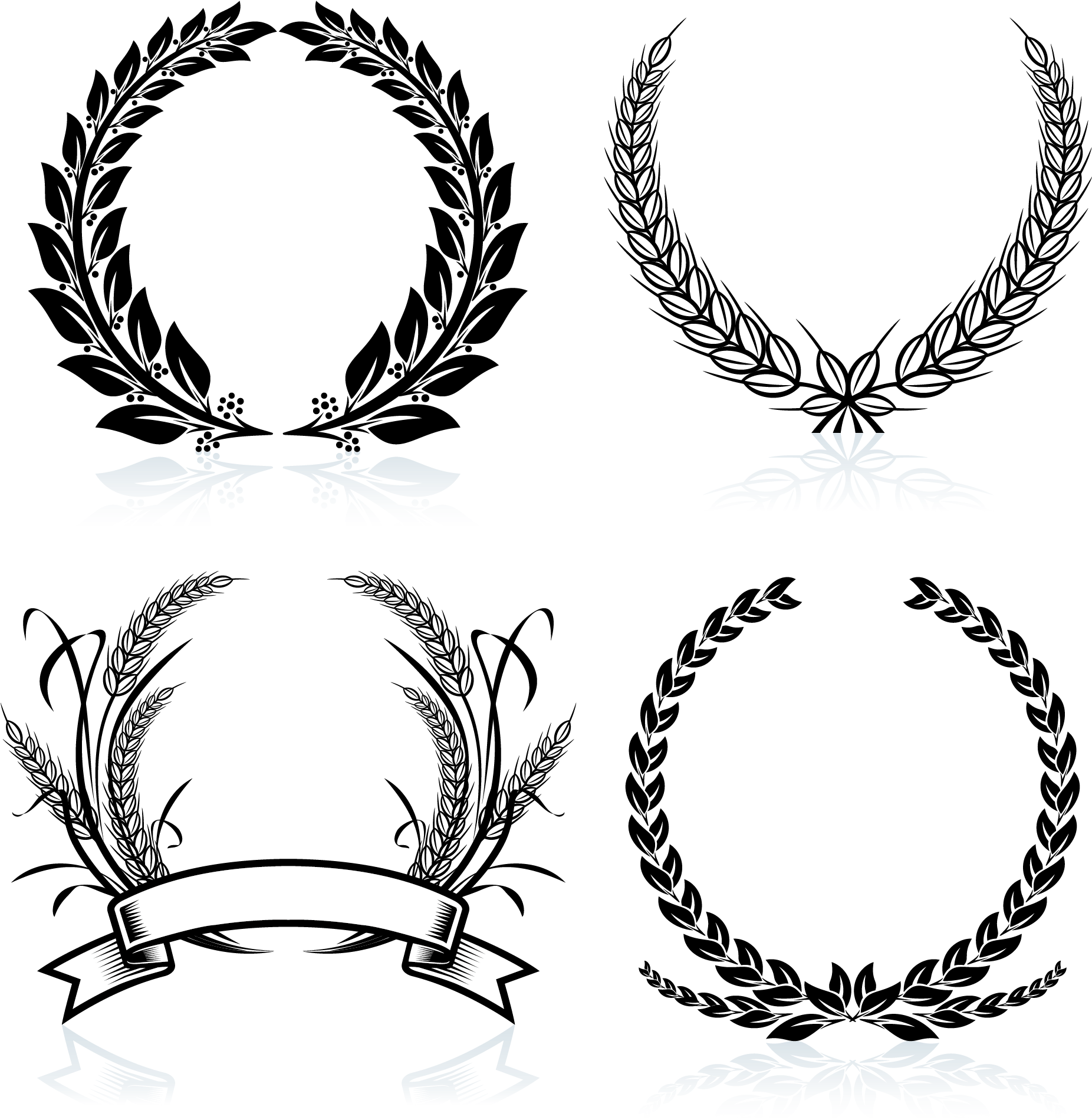 Bay Clipart Black And White - Laurel Wreath (2000x2000)