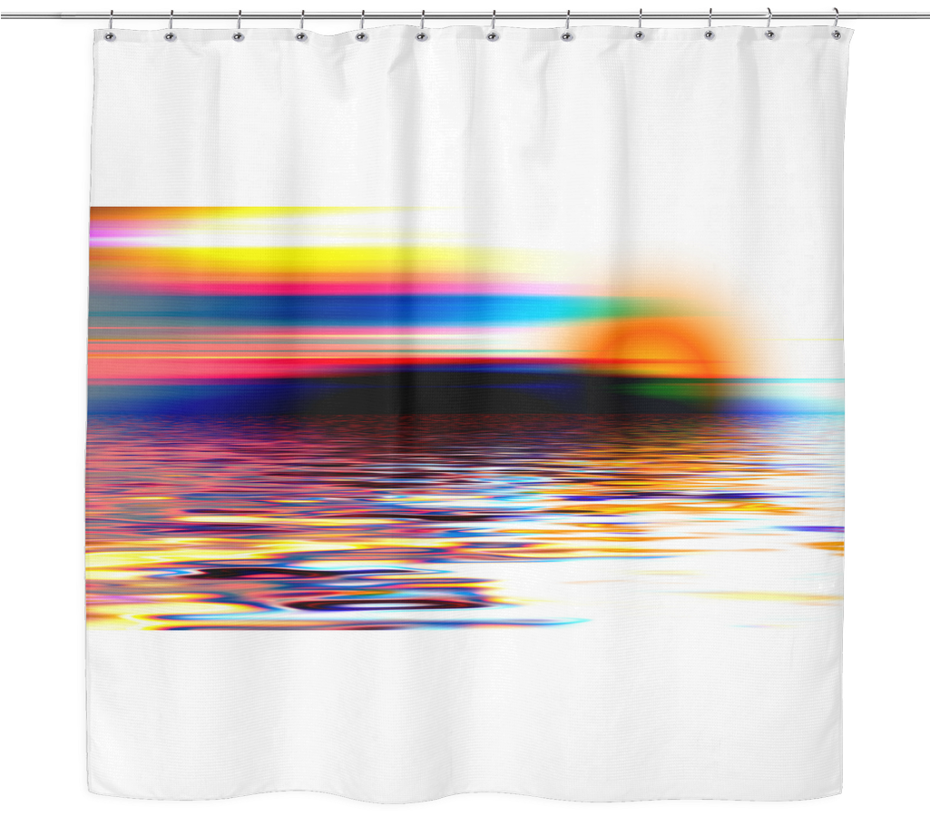 Clip Art Transparent Stock Colorful Sunset Shower Curtain - Beach Sunset Print Beach Lovely Bath Art Romantic Design (1024x1024)