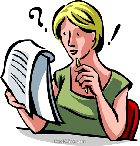 Frustration Clipart - Reading A Document Clip Art (462x480)