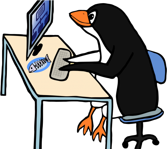 Desk Clipart Admin - Linux Penguin Coding (640x480)