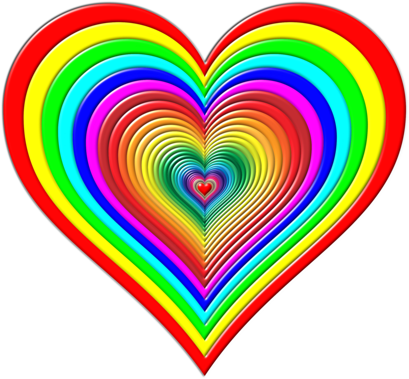 Color Heart Rainbow Green - Rainbow Heart (810x750)