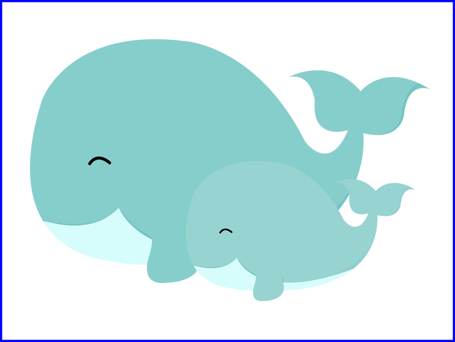 Stunning Cat Mom And Baby Animals Blue Png For Penguin - Momma And Baby Whale Clip Art (908x683)