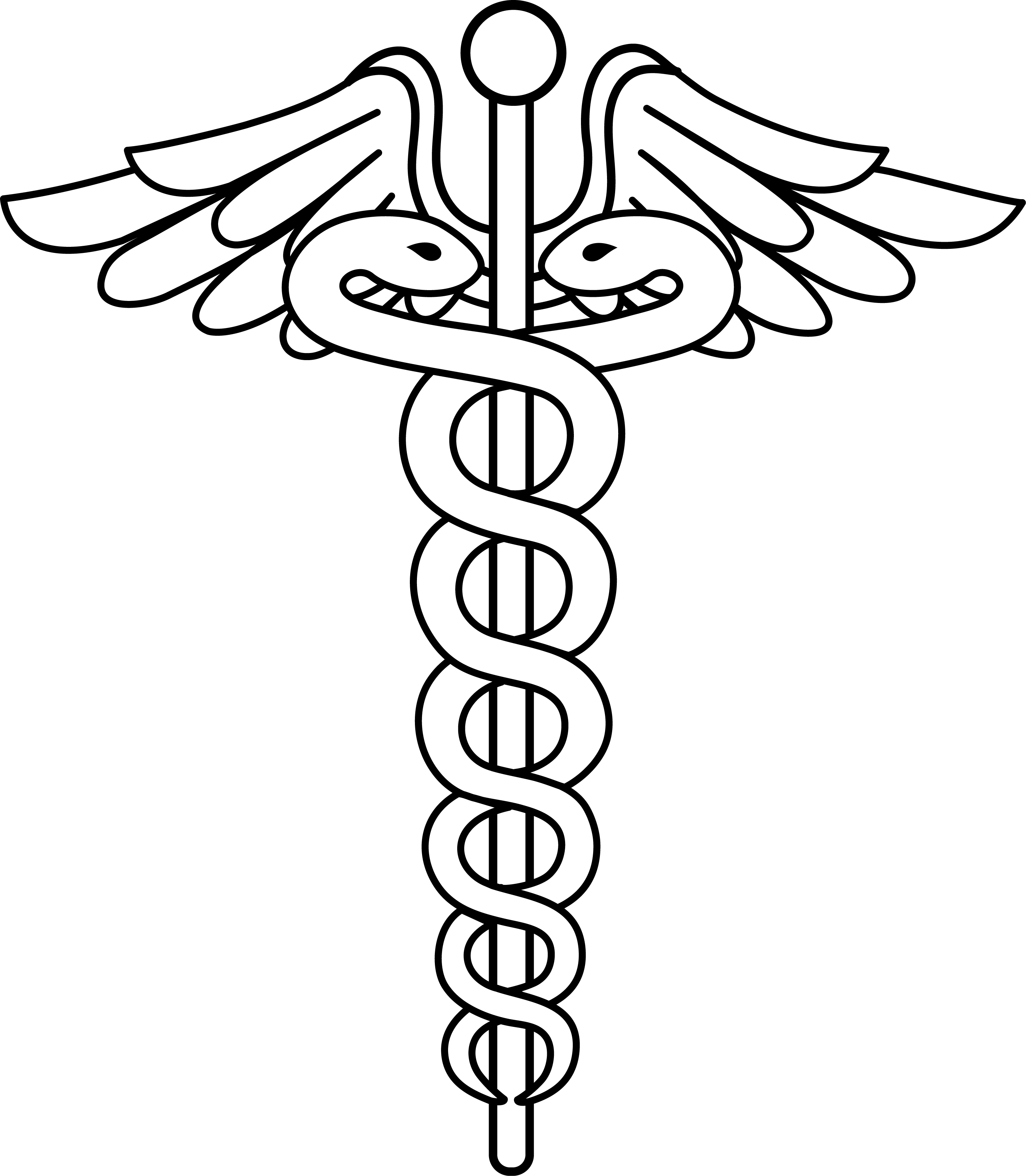 Medicinal Clipart Caduceus Medical Symbol - Medical Symbol White Png (3034x3478)