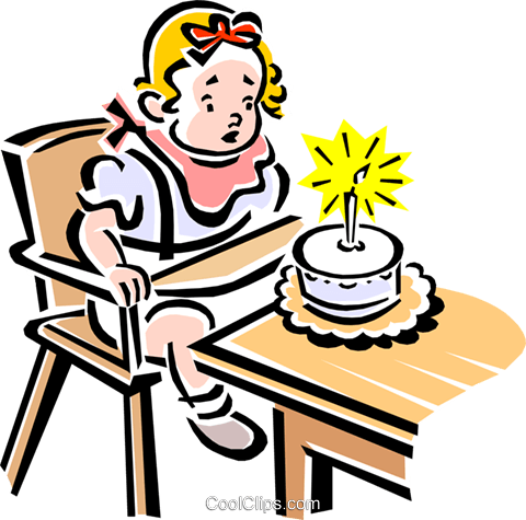 Child Blowing Out Candles On A Cake Royalty Free Vector - Blow Candles Cartoon Png (480x475)