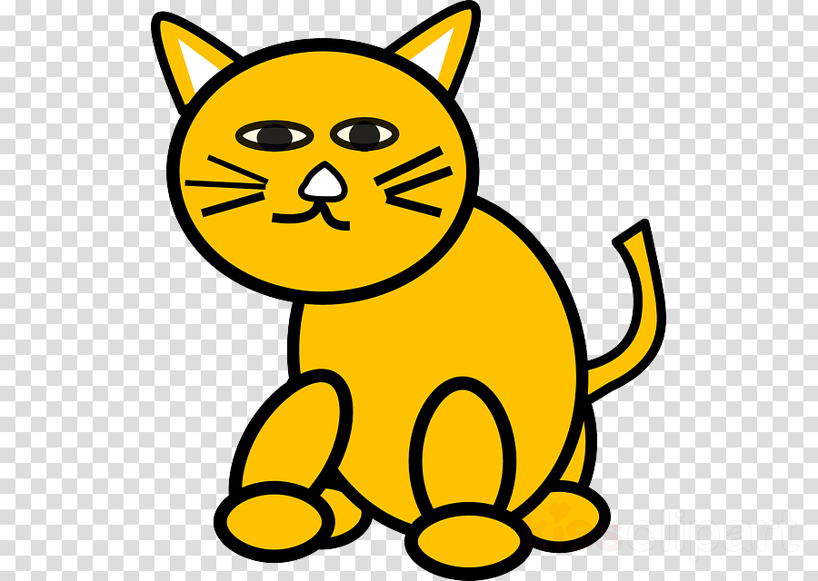 Yellow Cat Clipart Cat Kitten Clip Art - Custom Orange Cat Shower Curtain (900x640)