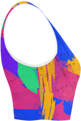 Groovy Paint Brush Strokes With Music Notes Women's - Swimsuit Top (500x500)