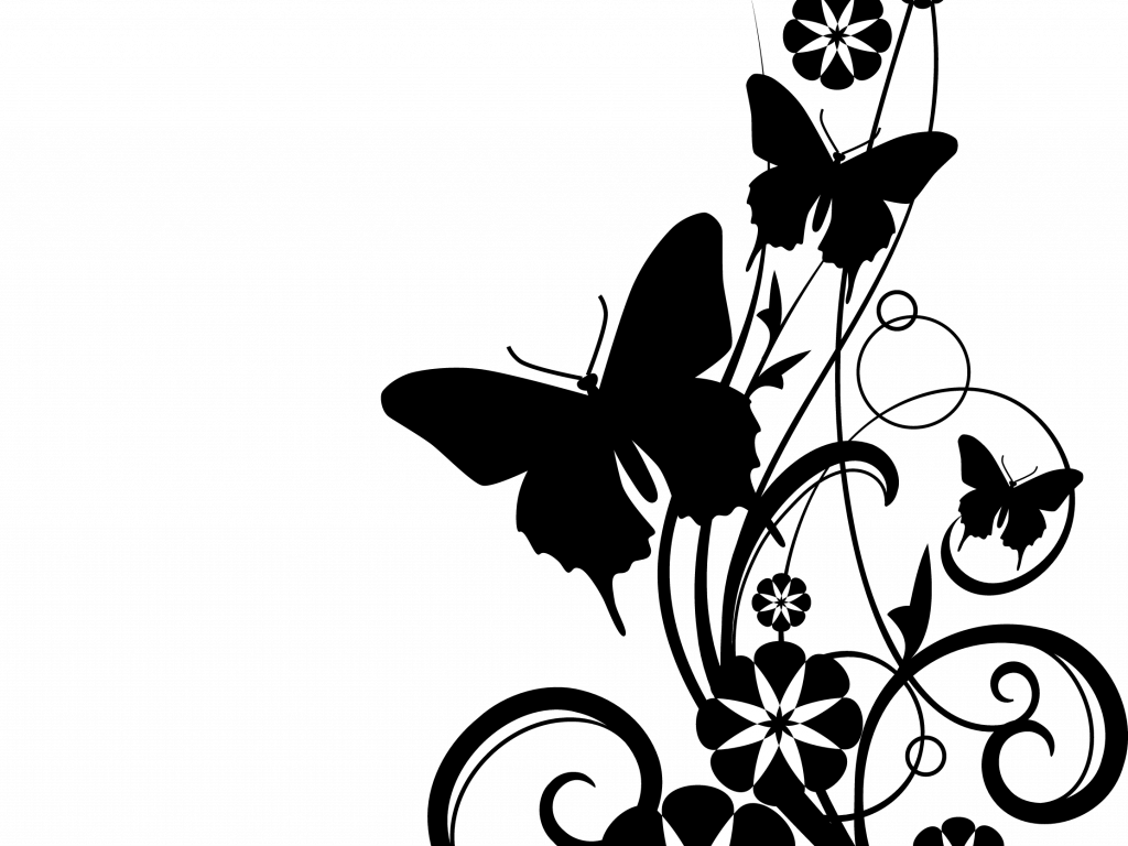 Flower Clipart Black White - Black Floral Border Png (1024x768)