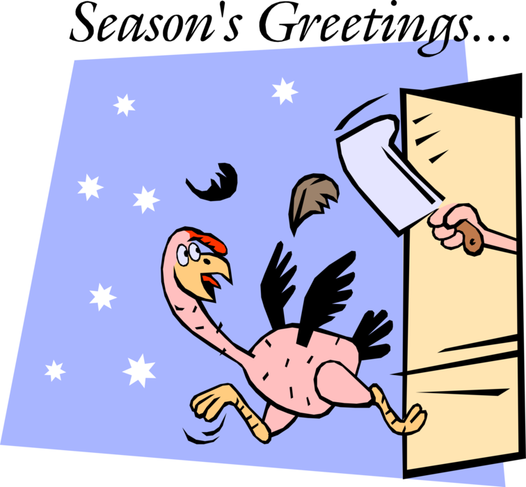 Vector Illustration Of Season's Greeting Turkey Dinner - War Room (756x700)