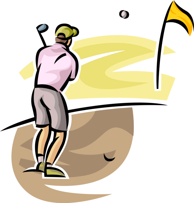 Golfer Plays Ball Out Of Sand Image - Illustration (668x700)