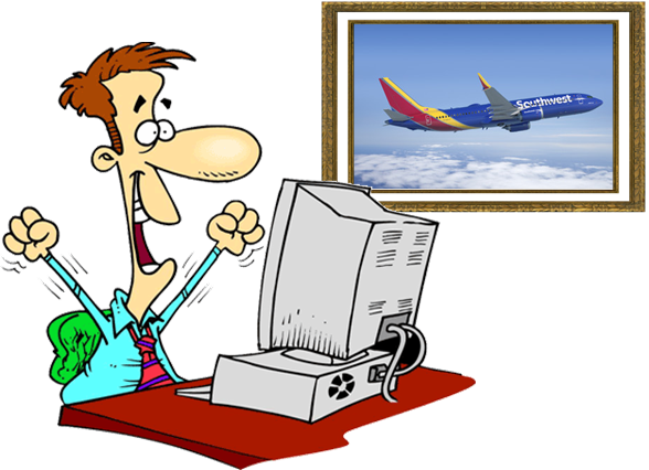 Flight Clipart Southwest Airlines - Happy Computer Clip Art (588x426)