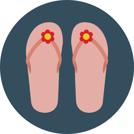 Summertime Flop Sandals Footwear Icon Size - Walking At Beach Icon (512x512)
