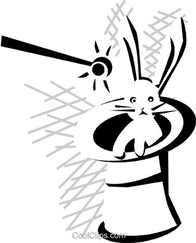 Magicians Hat And Rabbit Royalty Free Vector Clip Art - Rabbit In A Hat (386x480)