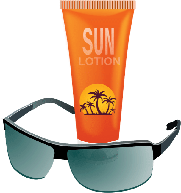 Sunglasses And Sunscreen Clipart (656x700)