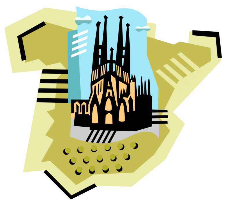 Vector Illustration Of La Sagrada Família Basilica - Illustration (799x700)