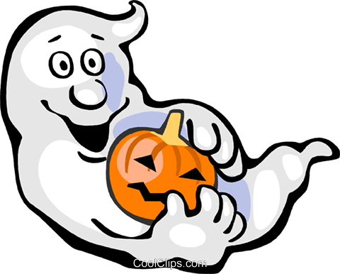 Ghost With Jack O Lantern Royalty Free Vector Clip - Gespenster Clipart (480x386)