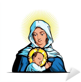 Vector Illustration Of Mother Mary With Jesus Christ - Jesus (400x400)