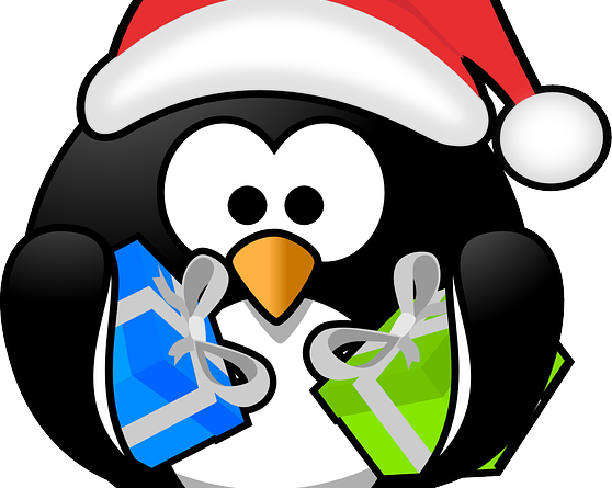 Stay Safe Online This Christmastime - Penguin Black And White Clipart Christmas (558x445)