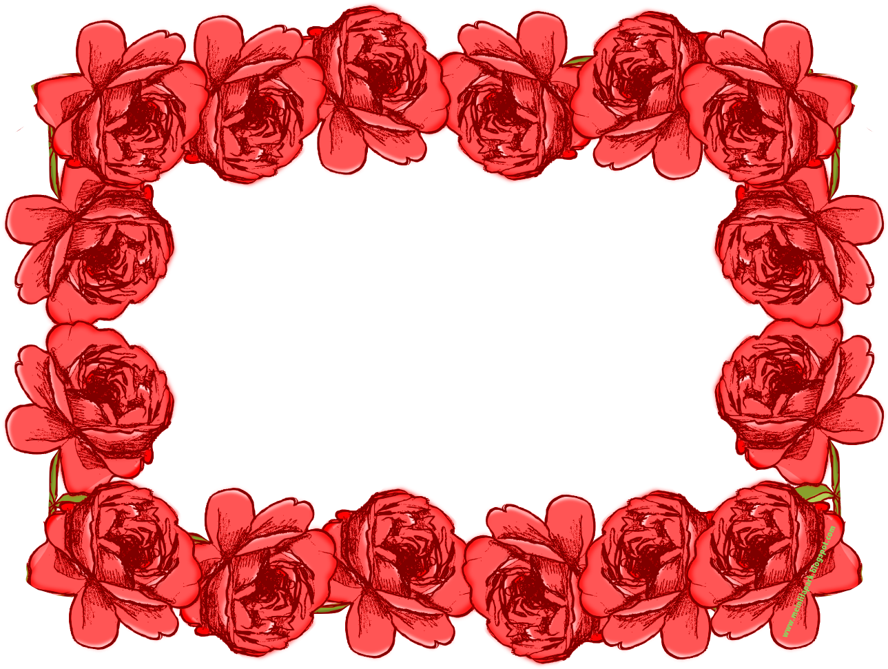Free Digital Red Rose Blossom Frame Png With Transparent - Hybrid Tea Rose (1390x975)