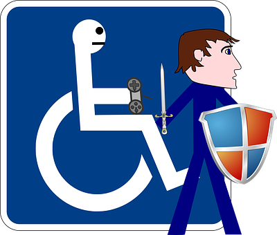 Behinderte, Templer, Schwert, Anmelden - Disabled Toilet Sign (400x340)