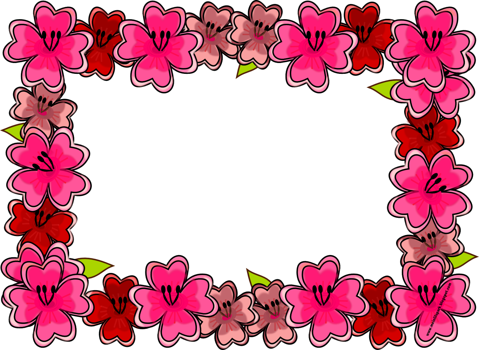 Free Digital Bright Flower Frame Png And Journaling - Pink Flower Frames Png (1600x1171)