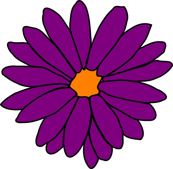 Purple Flower Clipart Bunga - Red Flower Clip Art (600x586)