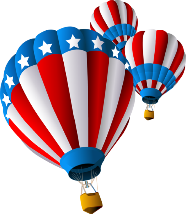 Grab This Free Clip Art And Celebrate This 4th Of July - 4th Of July Hot Air Balloons (640x734)