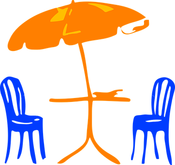 Regenschirm Stühle Möbel Entspannung Entsp - Patio Clipart (362x340)