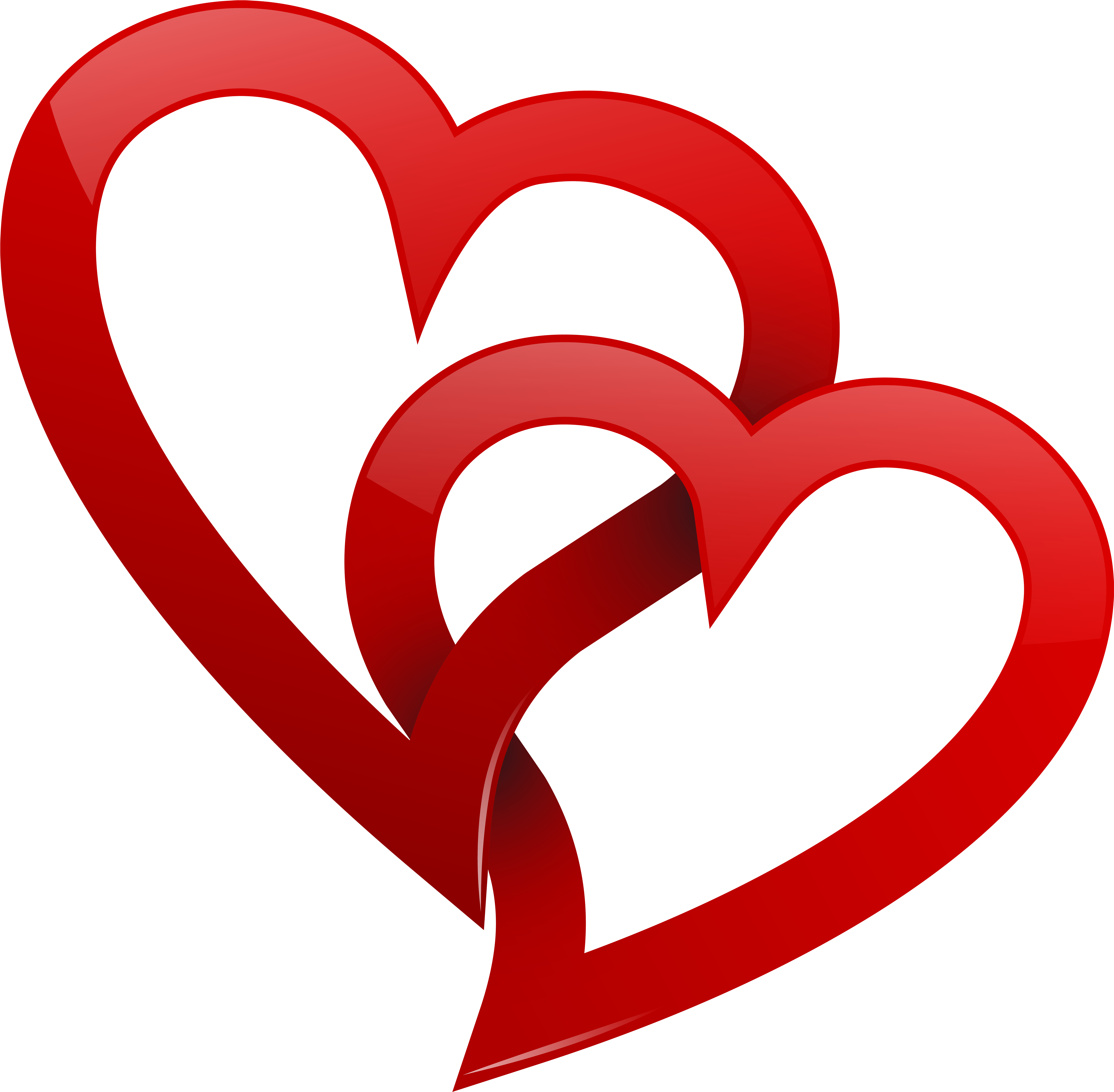 Two Red Hearts Png Clipart - Heart Png (5000x4899)