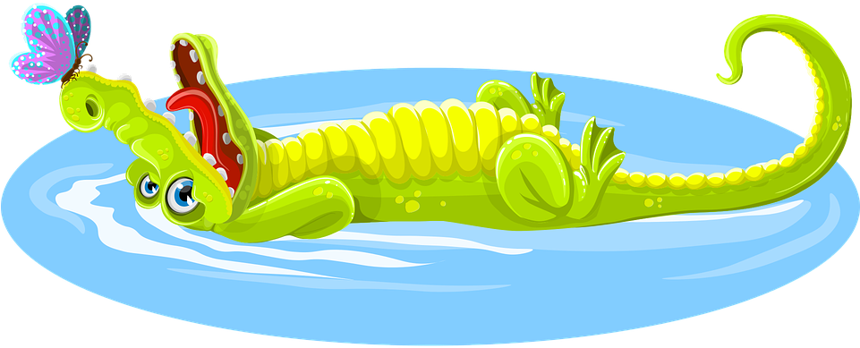 Krokodil Schmetterling Tier Glücklich Glüc - Crocodile Story (960x480)