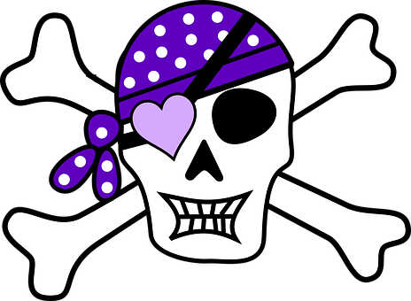 Pirat Schädel Lila Scheitelkäppchen Mädche - Girl Pirate Skull And Crossbones (464x340)