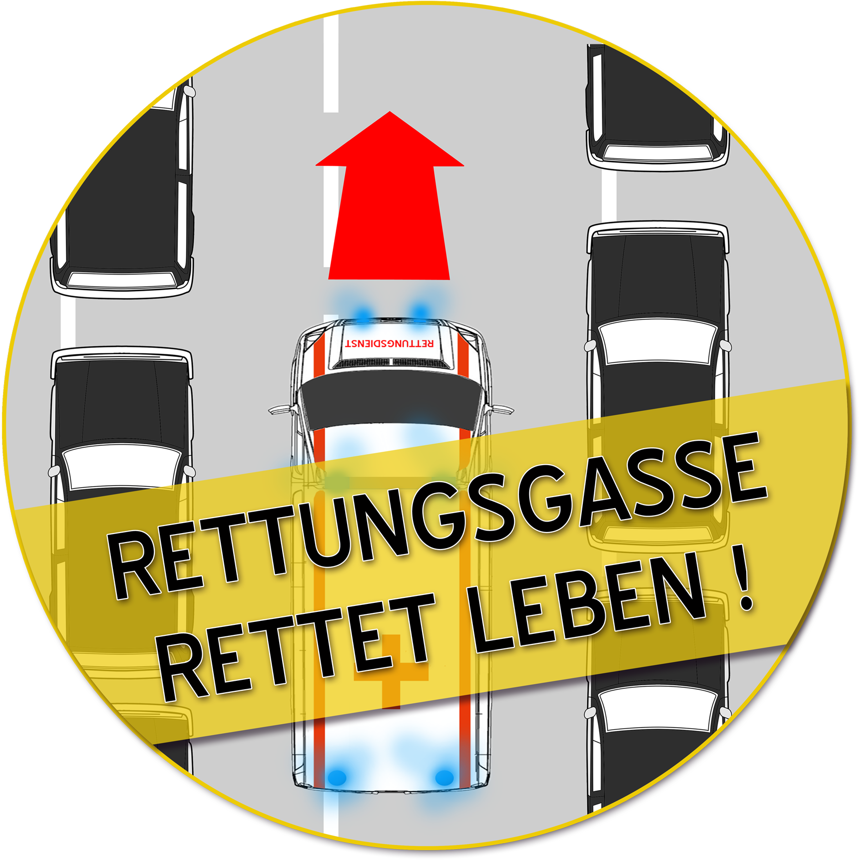 Rettungsgasse Bilden - Aufkleber Rettungsgasse Rettet Leben (1800x1800)