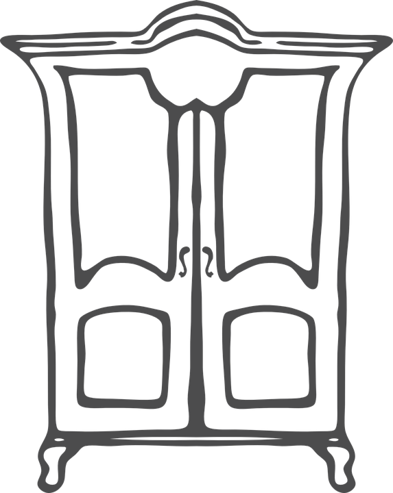 Lemari Clipart - Closet Clipart Black And White (573x720)