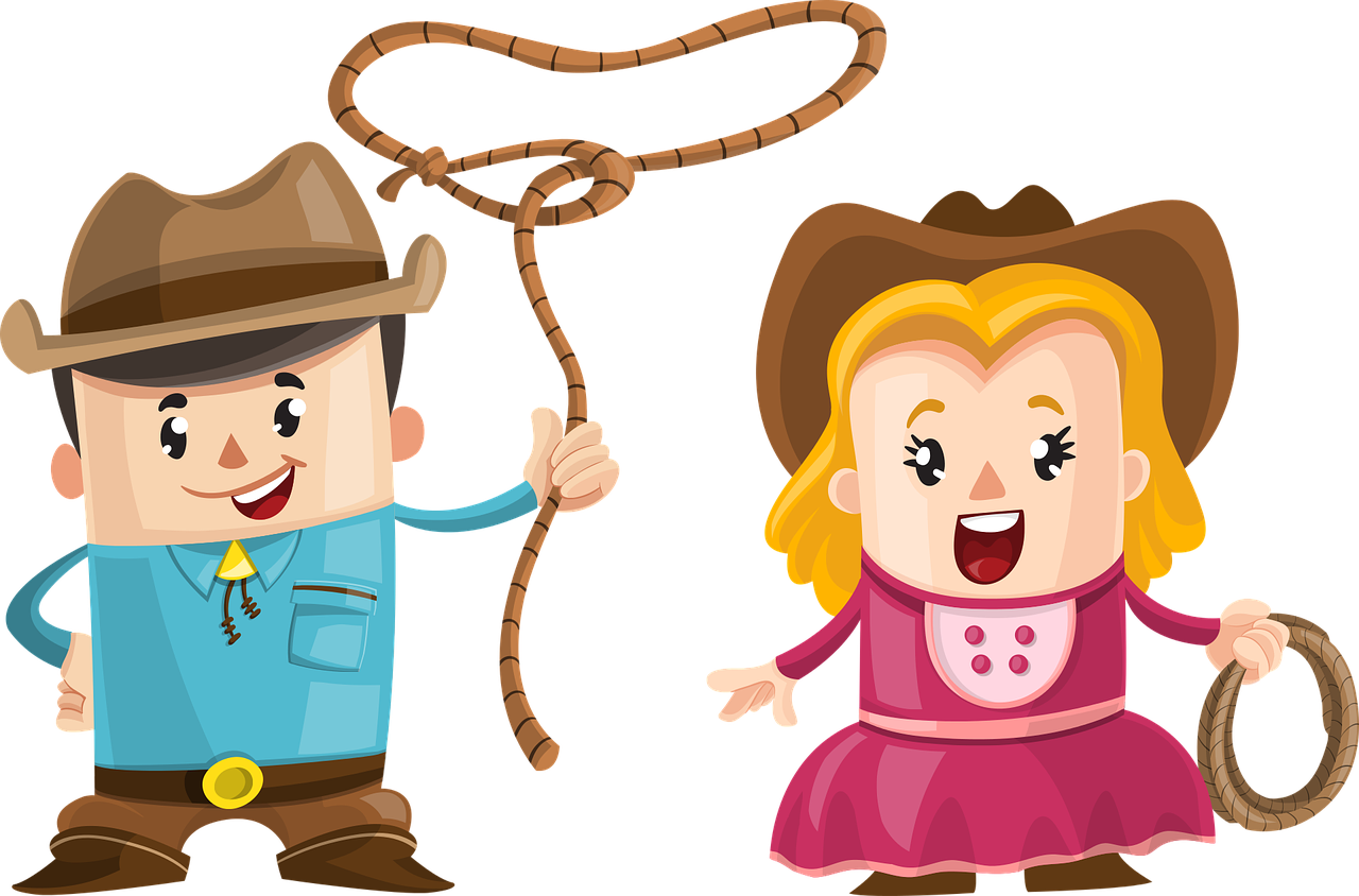 Trinkhalm Figuren - Cartoon Cowboy And Girl (1280x844)