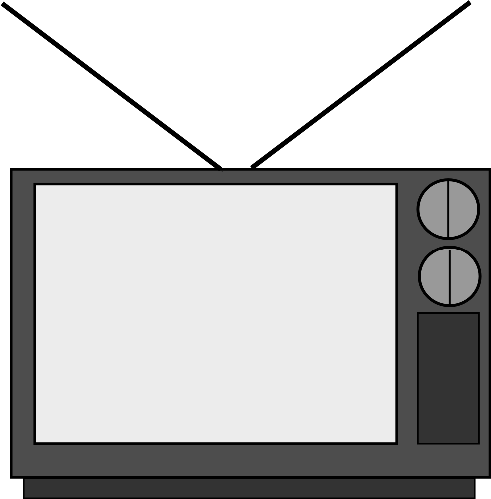 Clip Art Details - Old Television Clipart (983x1000)