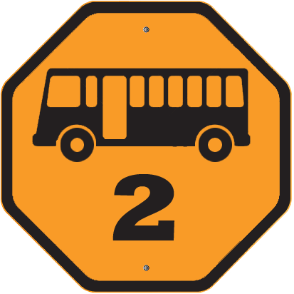 Astória Bus Stop - Yellow Bus Stop Sign (413x412)