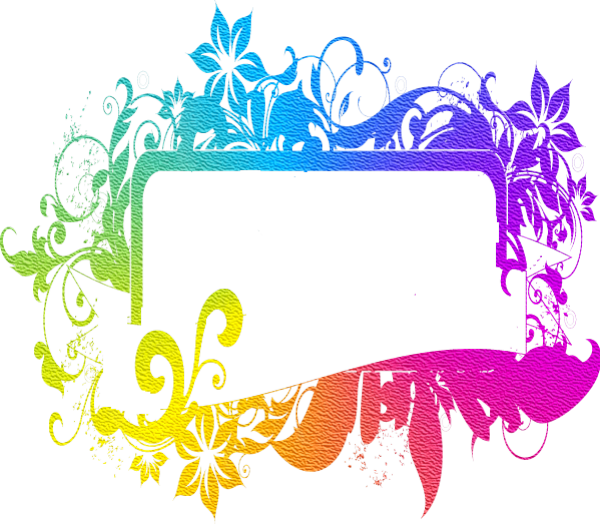 Neon Colored Floral Frame - Neon Colored Floral Frame (600x524)