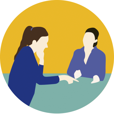 Grafik Silbe - Clipart Beratungsgespräch (386x387)