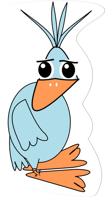 Free Digital Funny Light Blue Bird Scrapbooking Embellishment - Cartoon (399x697)