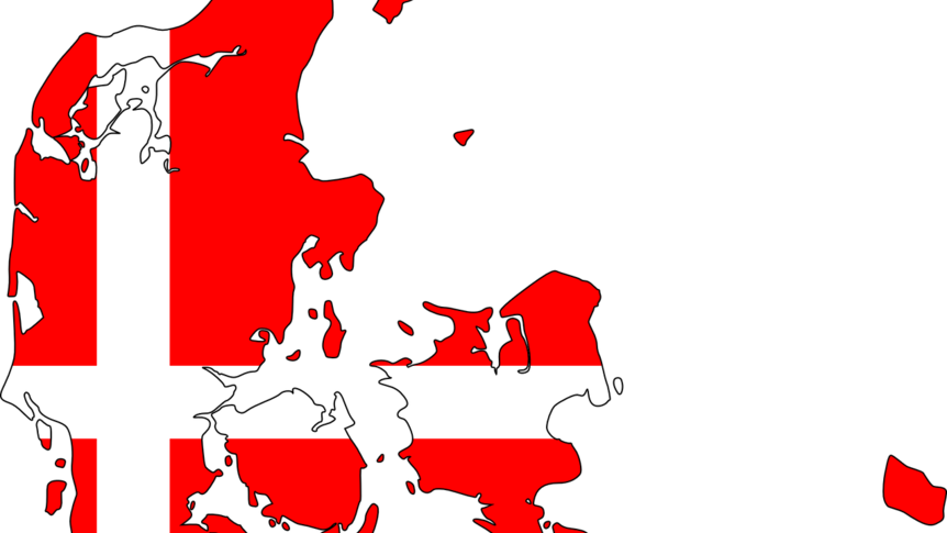 Der Umriss Von Dänemark Mit Der Dänischen Flagge - Denmark Map Png (862x485)