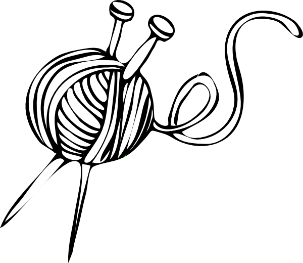 Wool Clipart Black And White - Knitting Needles And Yarn Clip Art (600x520)