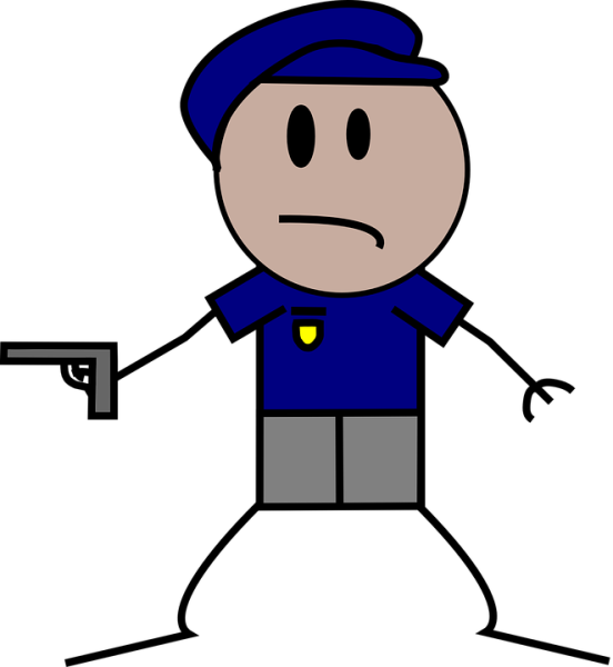 Polizei Cartoon Strichmännchen Lustig - Police Stick Figure (552x600)