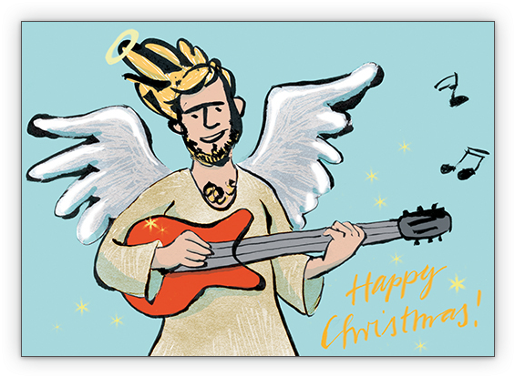 Coole Weihnachtskarte Mit Rockigem Engel - Coole Weihnachtskarte (635x550)
