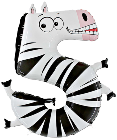 Folienballon Kinder Zahl 5 Zebra - Burton & Burton 40 Inch Zooloon 5 Inch Zebra Balloon (450x450)