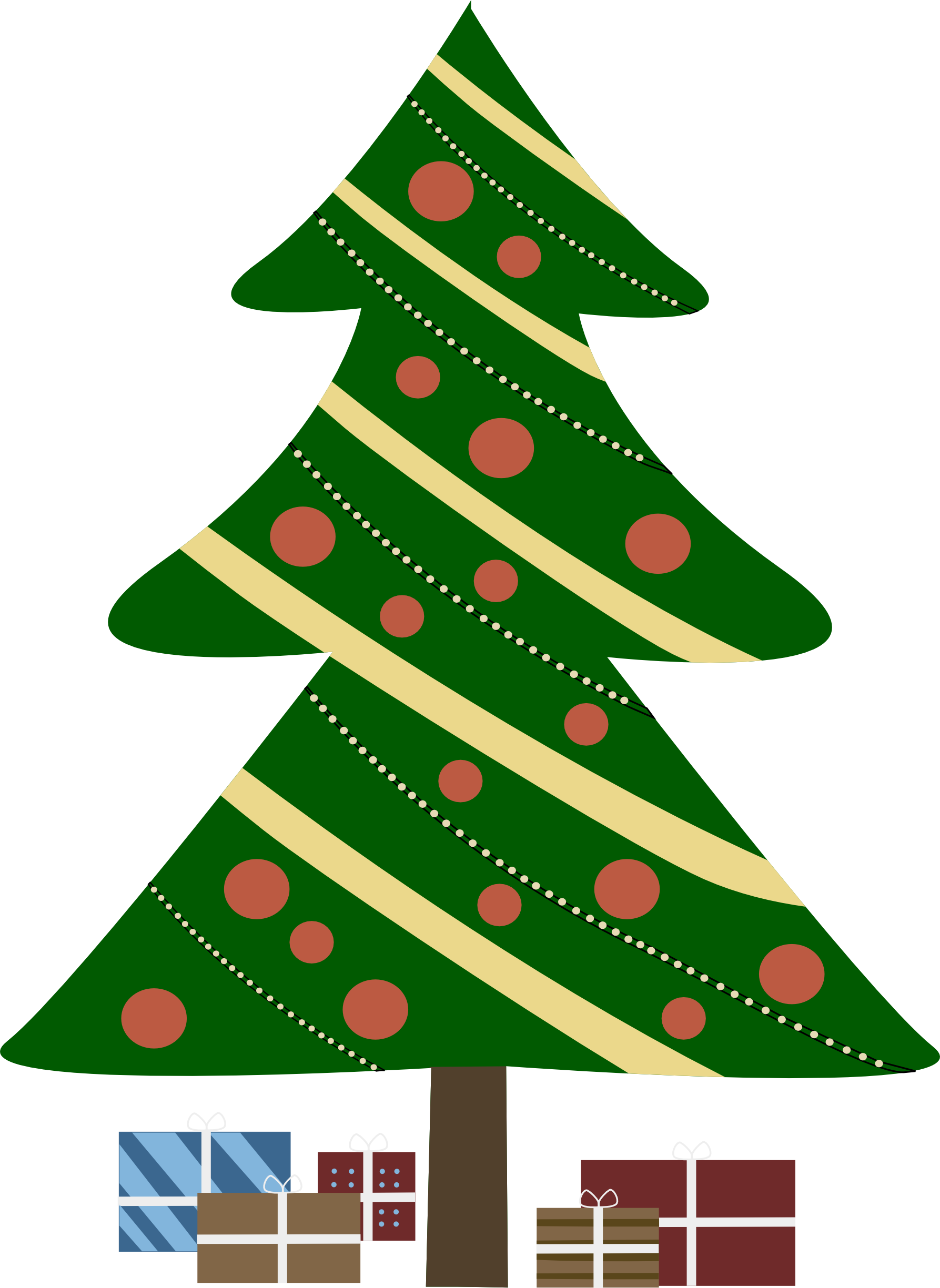 Where To Download Free Clip Art Of Christmas Trees - Christmas Tree Cartoon With Presents (1787x2449)